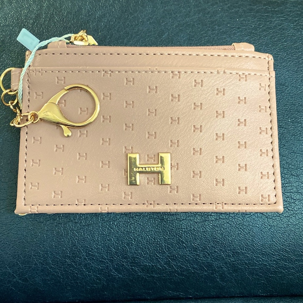 H by Halston card holder,coin purse & keychain wallet. NWT. Pink/taupe color